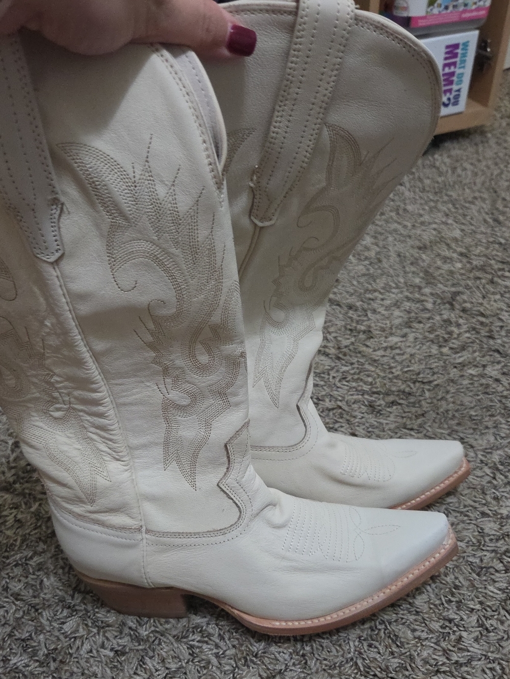 freebird White Leather Western Heeled Cowboy Boots